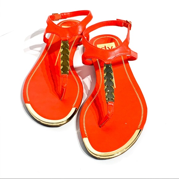 DOLCE VITA Orange and Gold Ankle Strap Sandal 7.5 - Picture 8 of 8